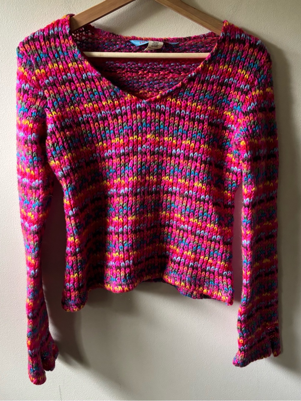 Fortune Cookie Y2K Paper Tag Colorful Knit Sweater